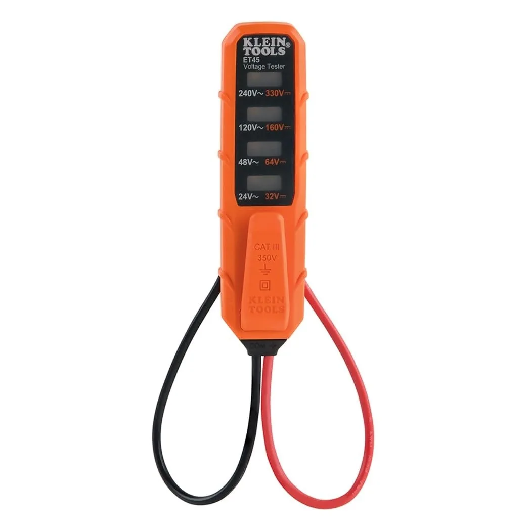 Compact yellow voltage tester with probe tips and pocket clip