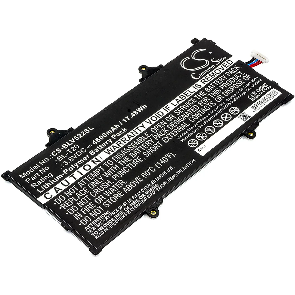 Cameron &amp; Co Cameron &amp; Co DS-CS-BLV522SL Battery 3.8V 4.6Ah Black — product photo