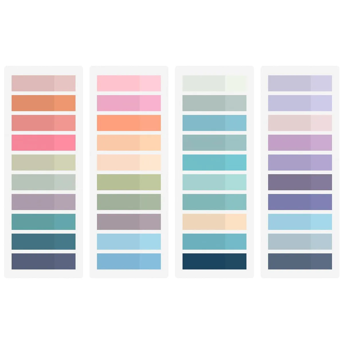 Four sheets of small square Morandi sticky tabs in a clear pack