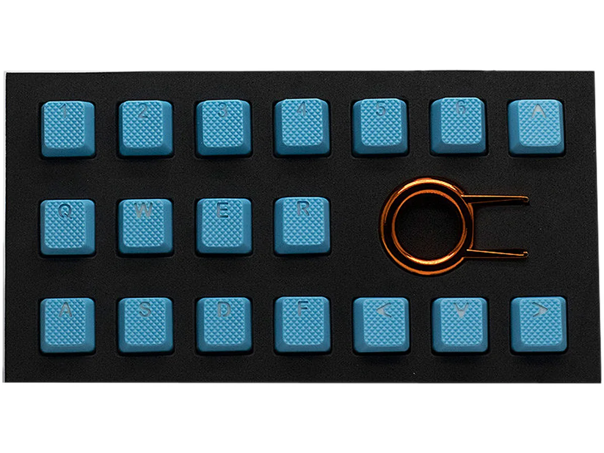 Tai-Hao Tai-Hao KDTHUS018C03BU103 Neon Blue Rubber Keycap Set 18 keys — product photo