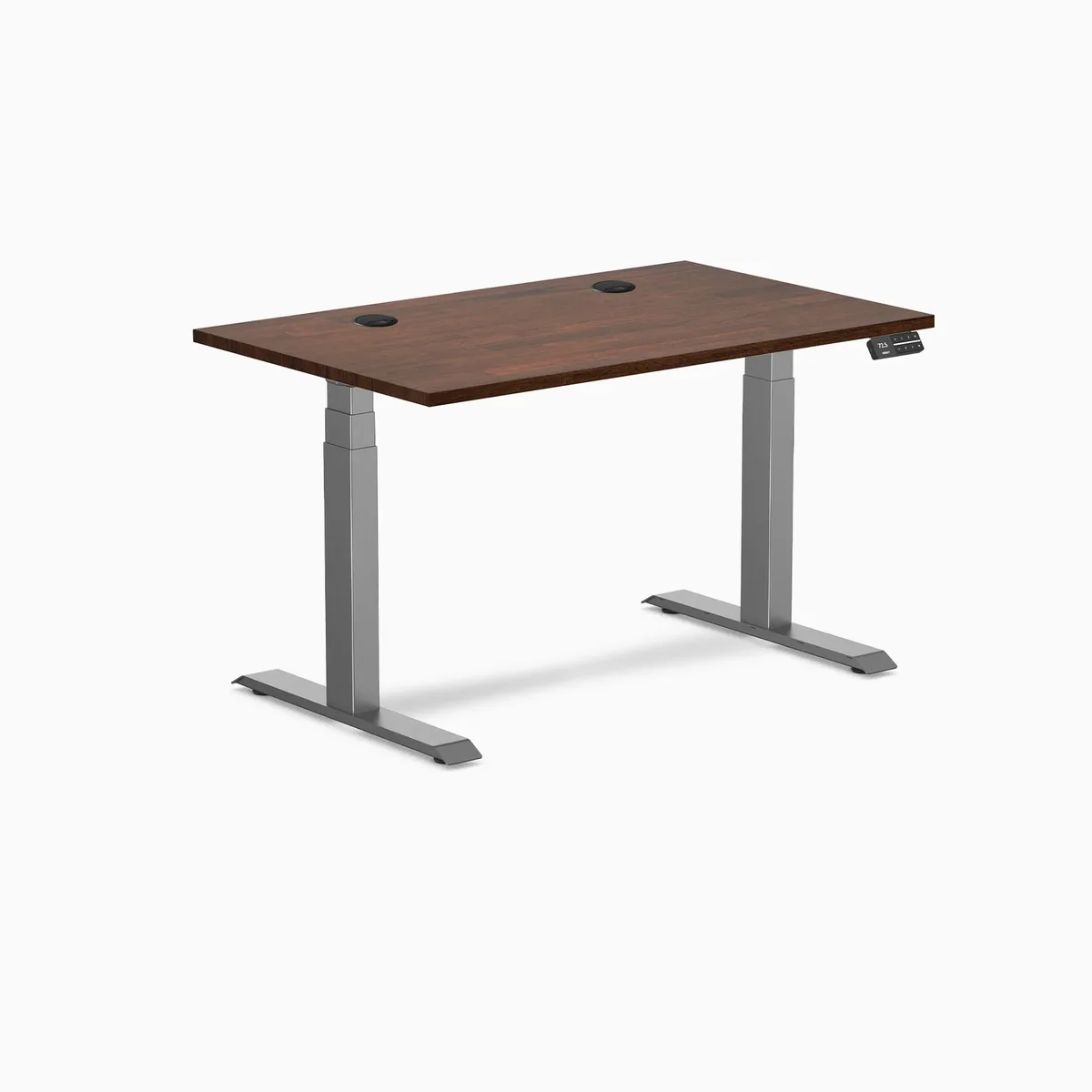 Desky Desky Dual Rubberwood Sit Stand Desk Red Walnut 48 x 30 inches Grommets Space Grey office furniture — product photo