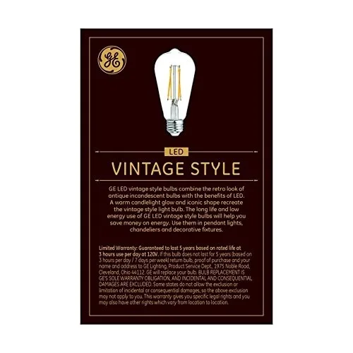 Two clear ST19 LED bulbs with visible filaments, warm candlelight glow, medium base