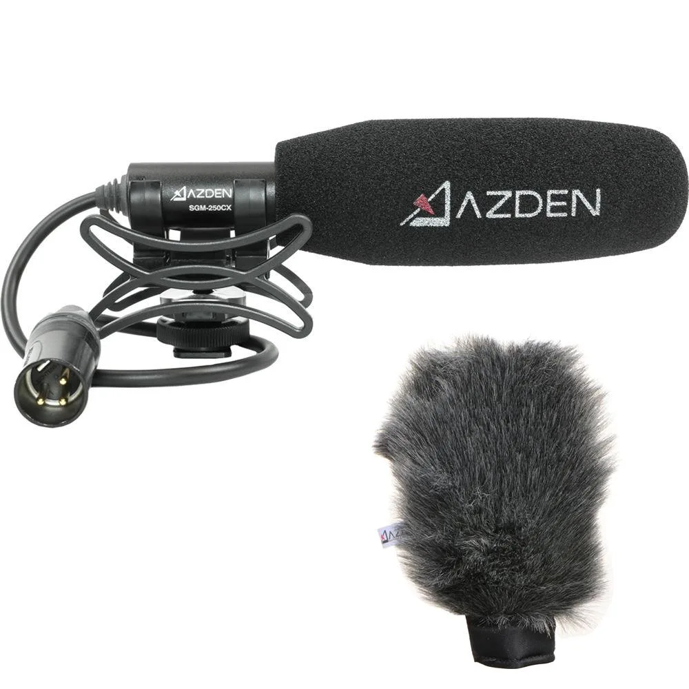 Azden Azden SGM-250CX Short Shotgun Microphone with Shockmount and Furry Windshield Cover — product photo
