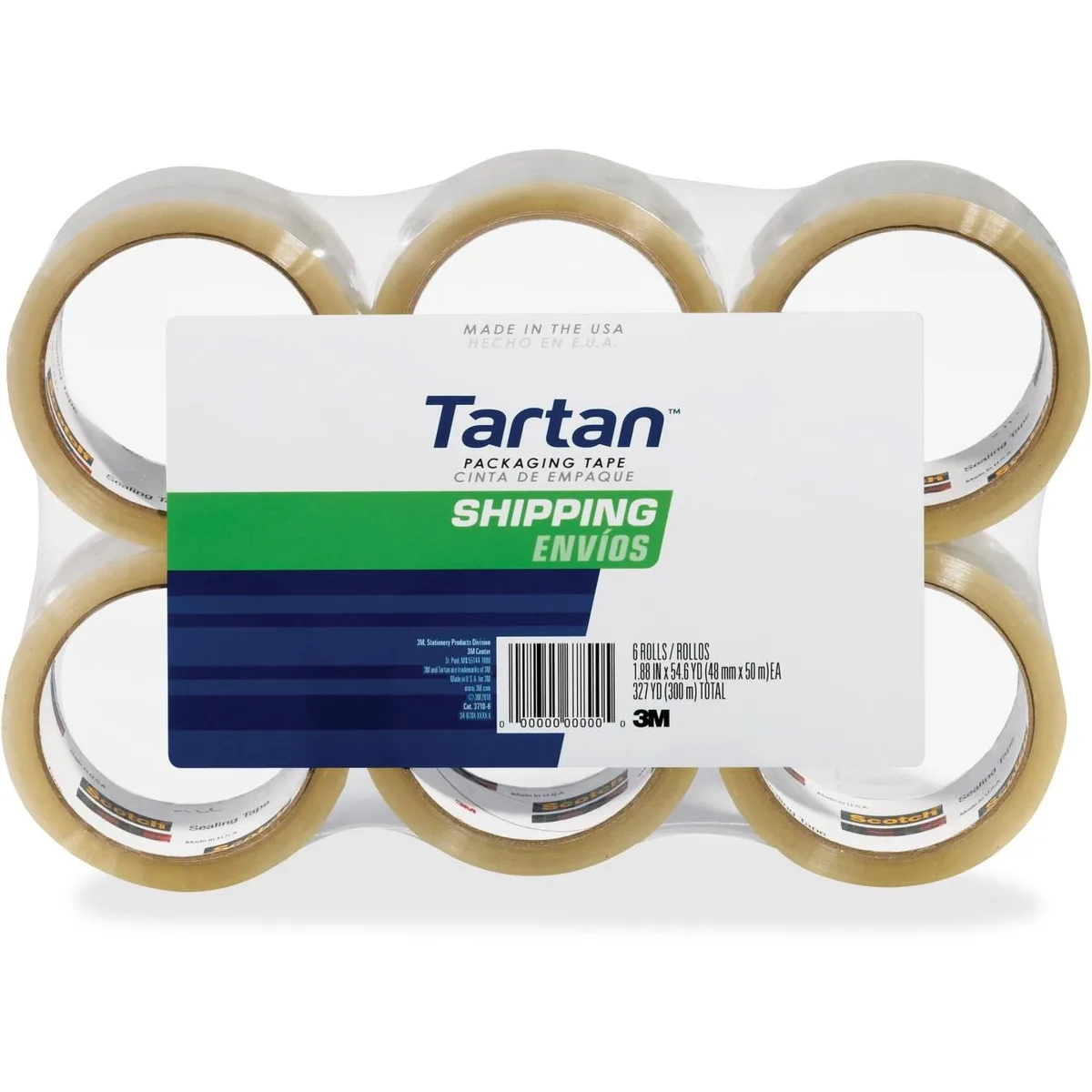 3M 3M 37102CRPK Tartan Packing Tape Clear 55 yd 2" 6 Pack — product photo