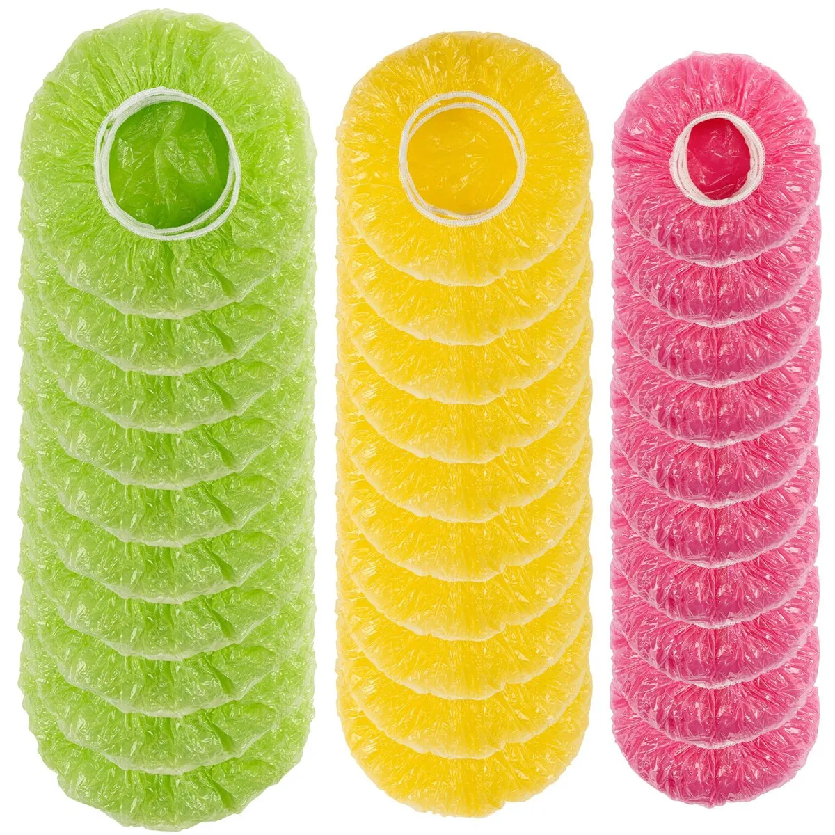 Pack of 80 reusable bowl covers in red, yellow and green elastic PE material