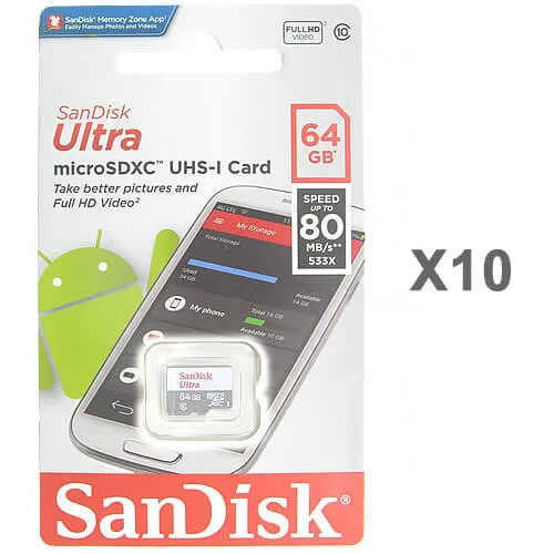 SanDisk SanDisk Ultra 64GB microSDXC Class 10 10-pack — product photo