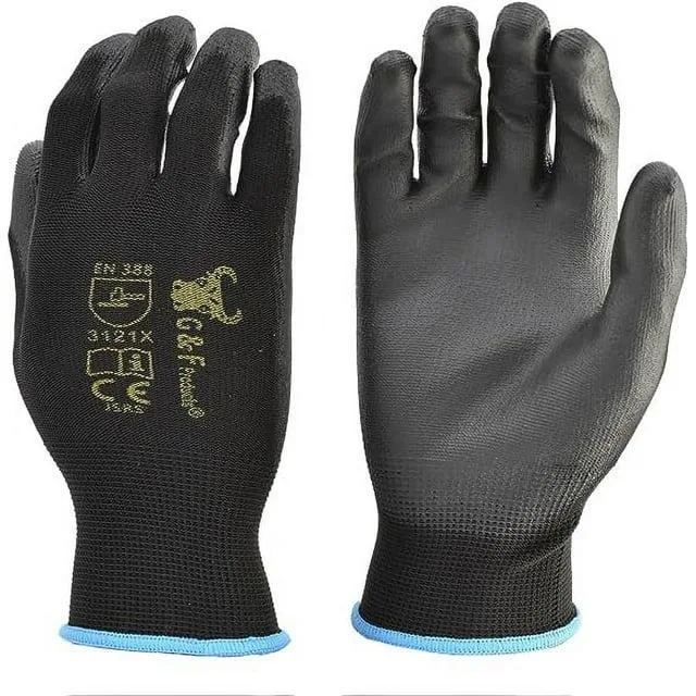 G & F Products G & F Products Work Gloves Rubber Coated 12 Pairs X-Large Black — product photo
