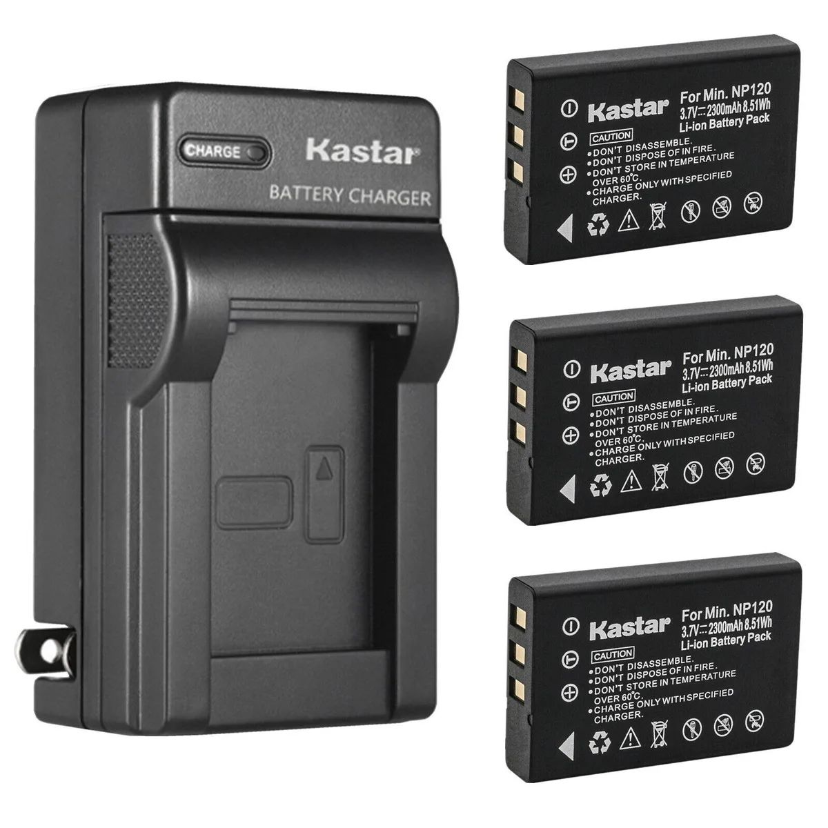 Kastar Kastar FNP-120 3-Pack Battery &amp; AC Wall Charger for Intermec Norand 73659 CK1 CN1 — product photo