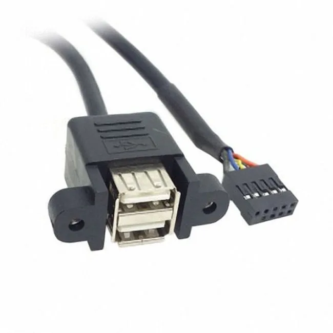 SHENZHEN CHENYANG DIGITAL TECH. CO,. LTD SHENZHEN CHENYANG DIGITAL TECH. CO,. LTD 50cm Dual USB 2.0 A Female to 9-Pin Header Cable U2-256 — product photo
