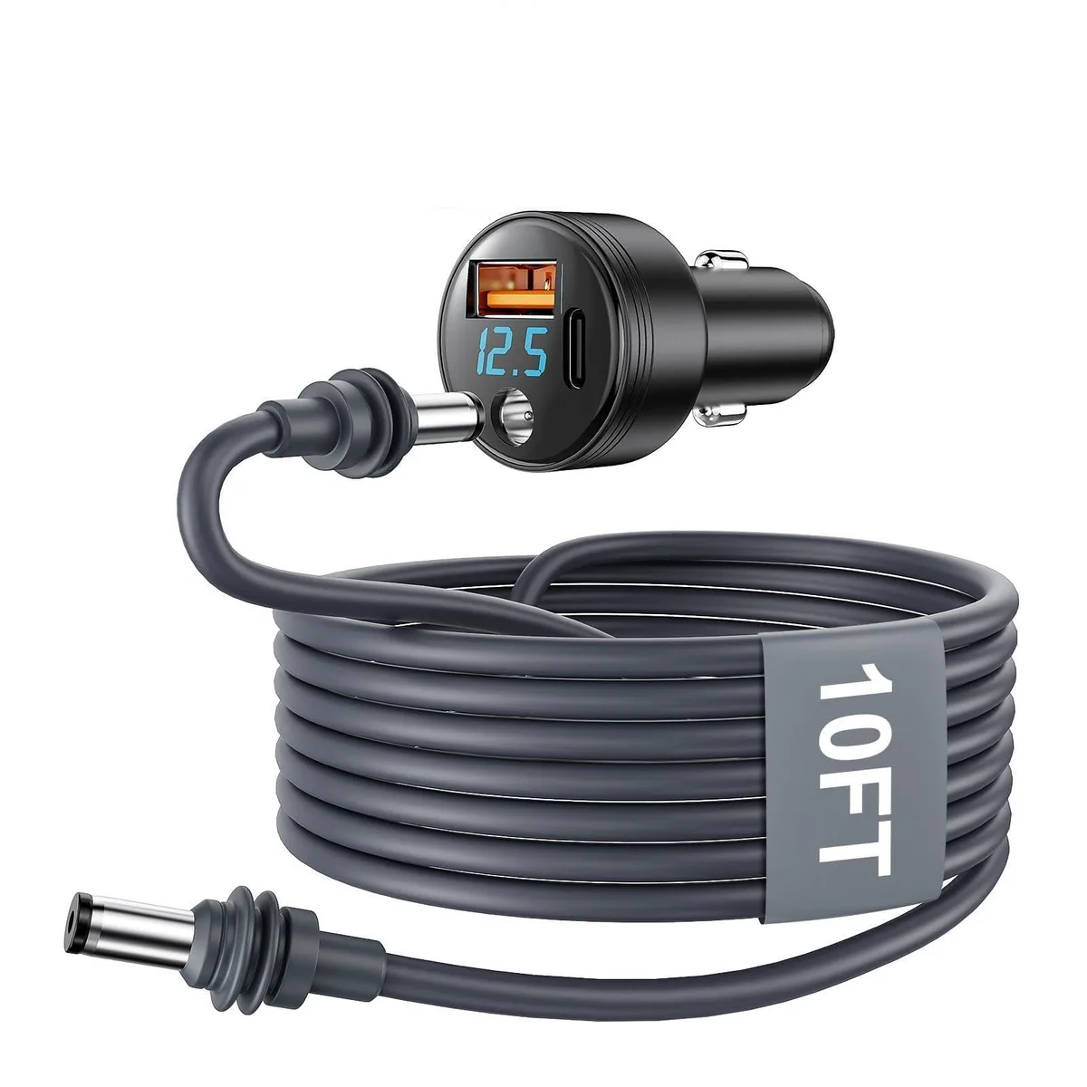  MTAKYI PT-16-1 Starlink Mini Car Adapter 100W DC 45W USB-C 18W USB-A 12V-24V Gunmetal 10FT — product photo