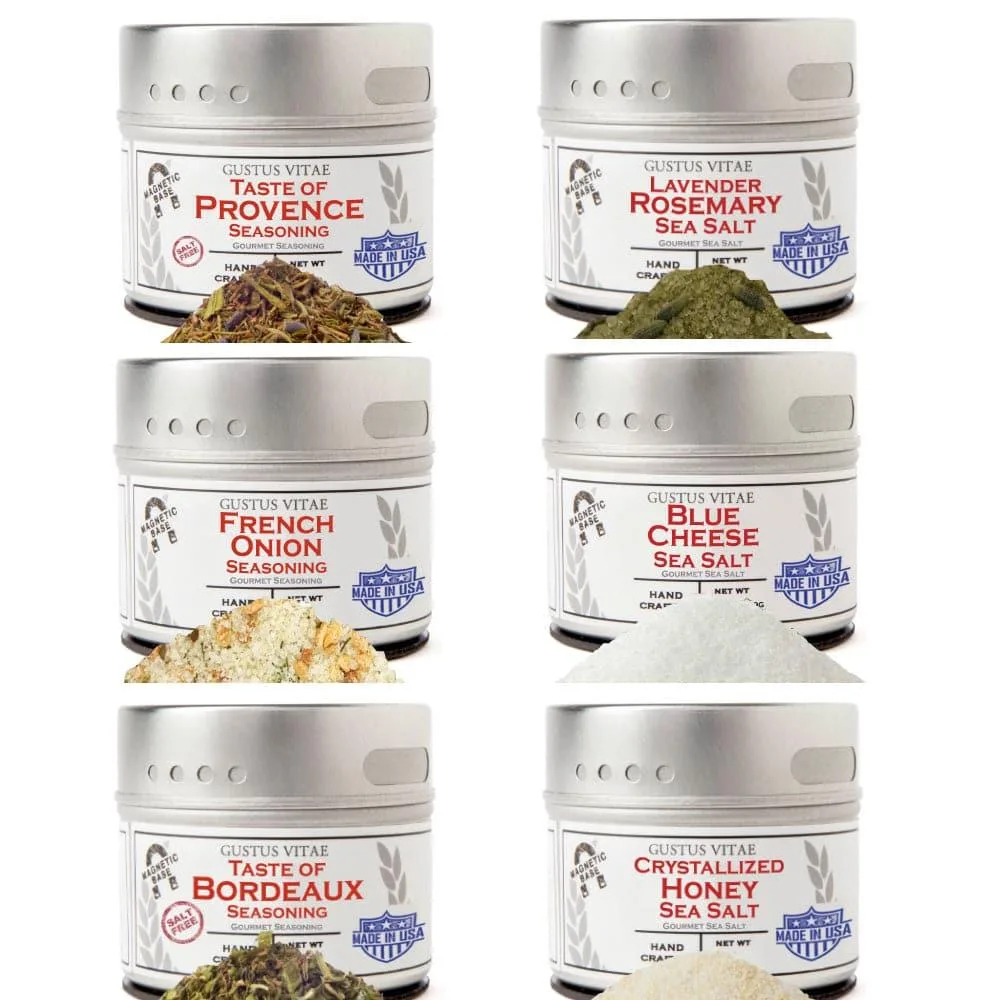 Gustus Vitae Condiments Gustus Vitae Condiments French Seasoning Gift Set Tastes of France Artisanal Spice Blends Six Pack — product photo