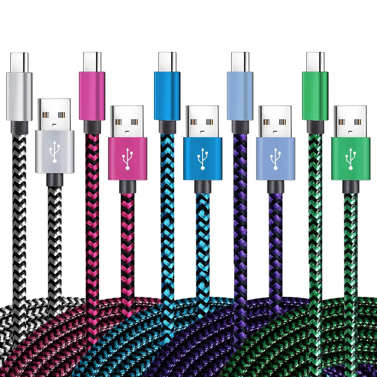 Kootion Kootion USB-C Cable 5-Pack 6ft 3A Braided Charger — product photo
