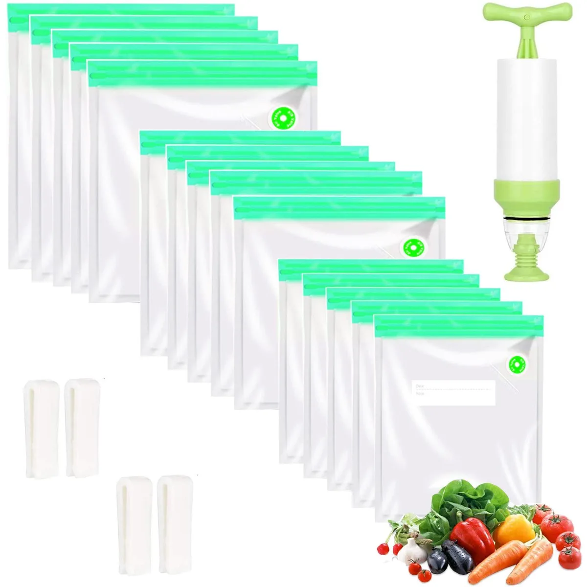  Repinsta Reusable Vacuum Food Storage Bags 20-Pack Green Kit — product photo