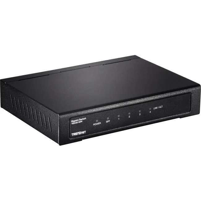 Trendnet - Business Class Trendnet - Business Class TEG-S51SFP rear port 4-port Gigabit switch with SFP slot (metal) — product photo