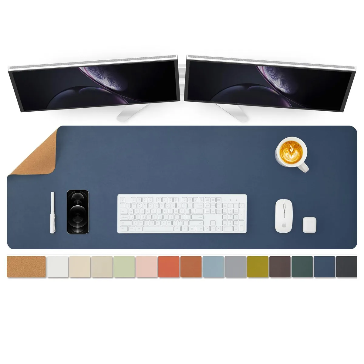 HOMIEAZICOZI SBD-000008T Cork Desk Mat 47.2" x 17" Dark Blue — product photo