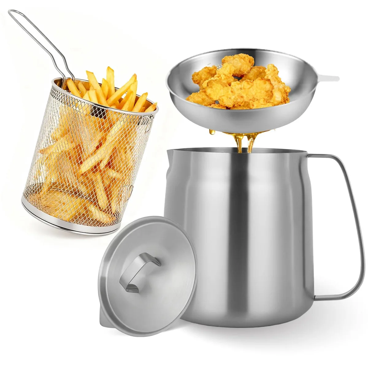  NutriChef 304- 119oz 3.5L Stainless Steel Fryer — product photo