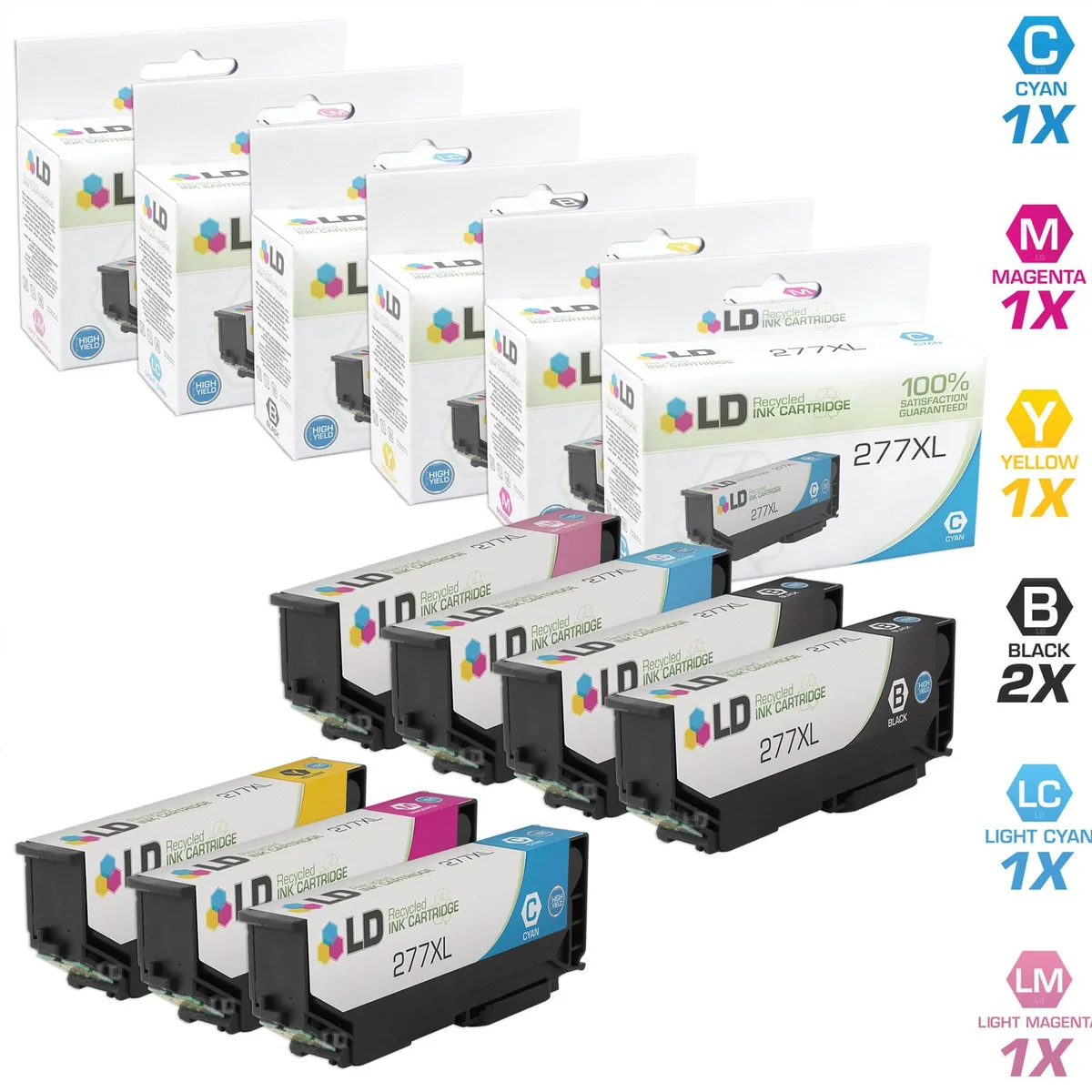 LD Products LD Products Epson 277XL 7PK HY Ink Cartridges (2 Black, 1 each Cyan, Magenta, Yellow, LT Cyan, LT Magenta) — product photo