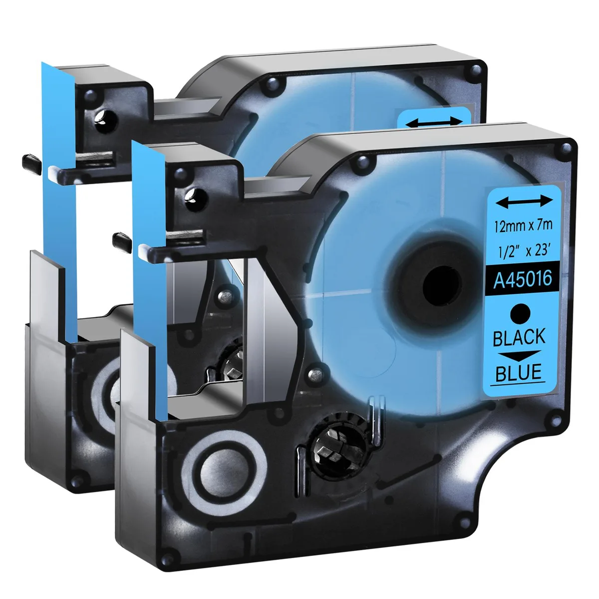 GREENCYCLE GREENCYCLE D1 Label Tape 12mm Black on Blue 2 Pack 23ft — product photo
