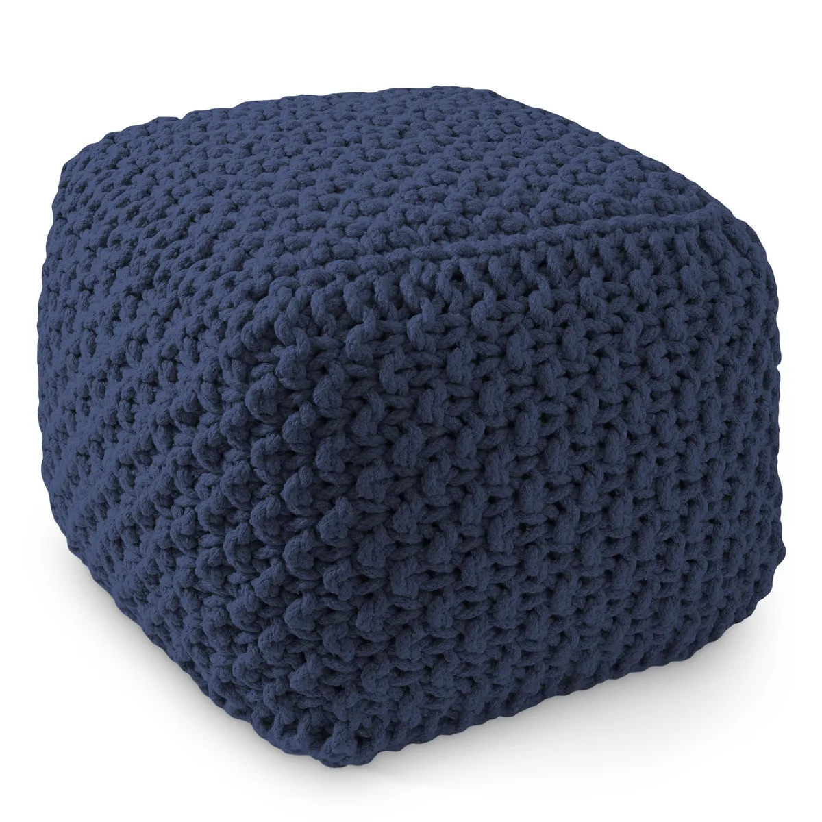 Casafield Casafield Navy Square Pouf Ottoman 18.5" W x 18.5" D x 14.5" H — product photo