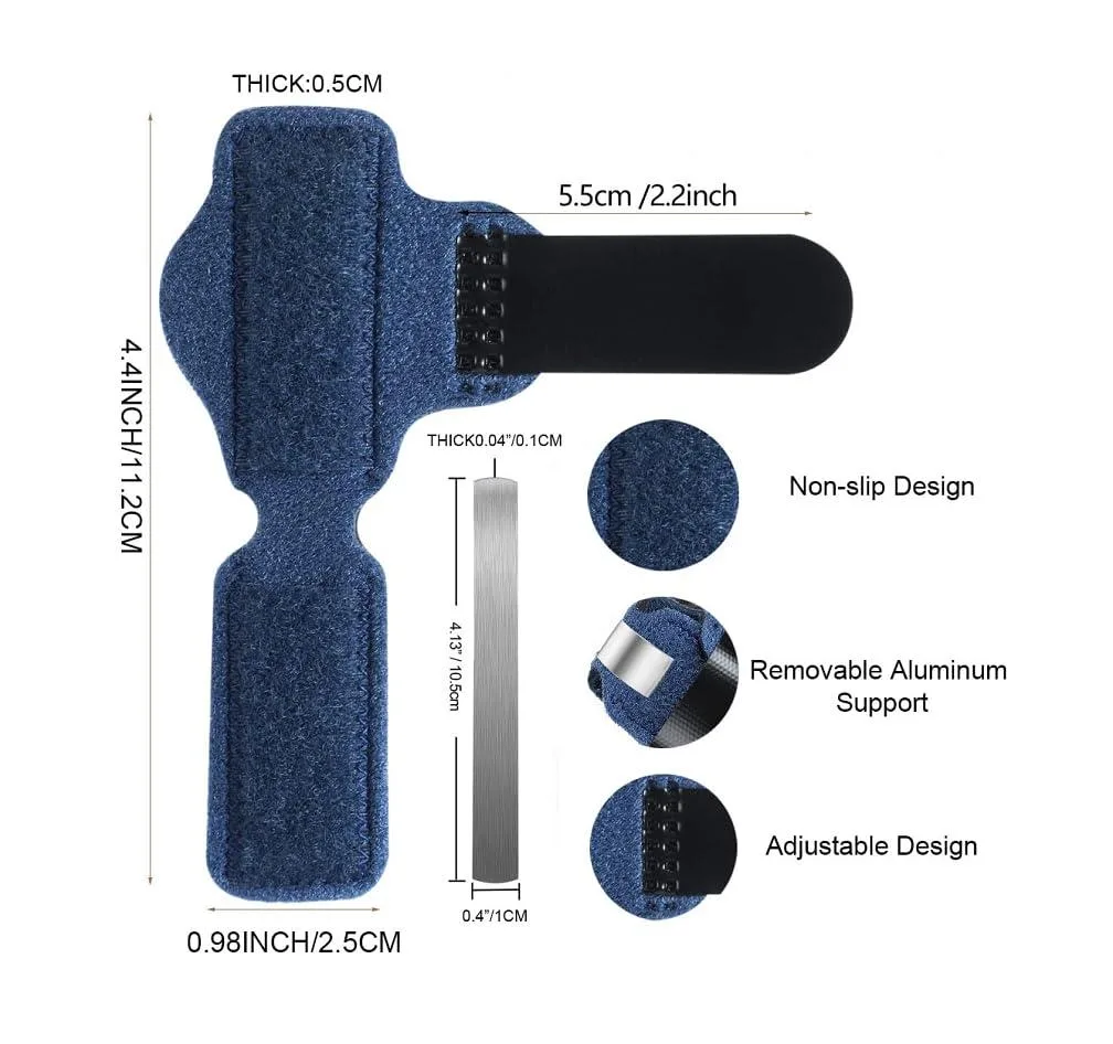 Two small blue toe splints shown side by side