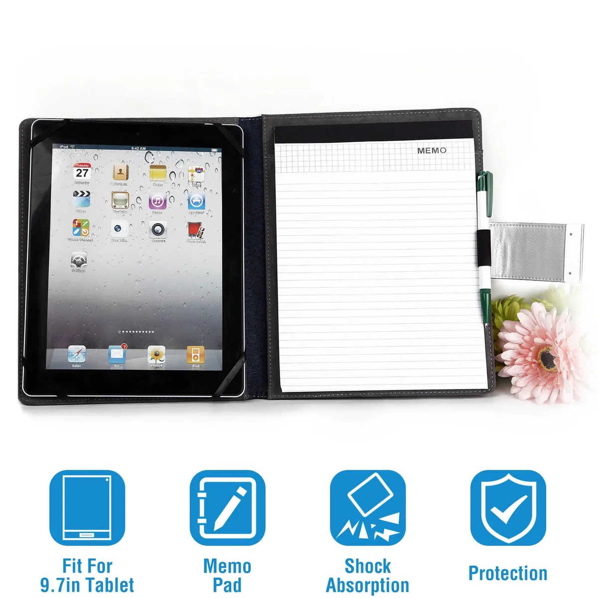 Fresh Fab Finds Fresh Fab Finds Tablet Portfolio Case 9.7in with Notepad Black — product photo