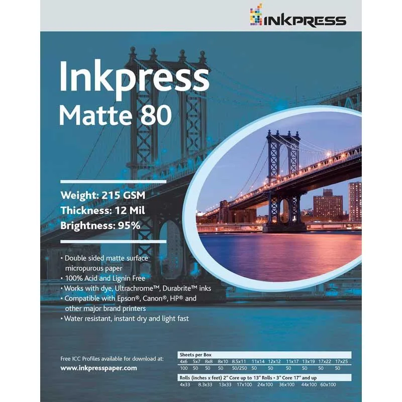 Inkpress Inkpress Duo Matte 80 Inkjet Paper 8.5 x 11 250 Sheets — product photo