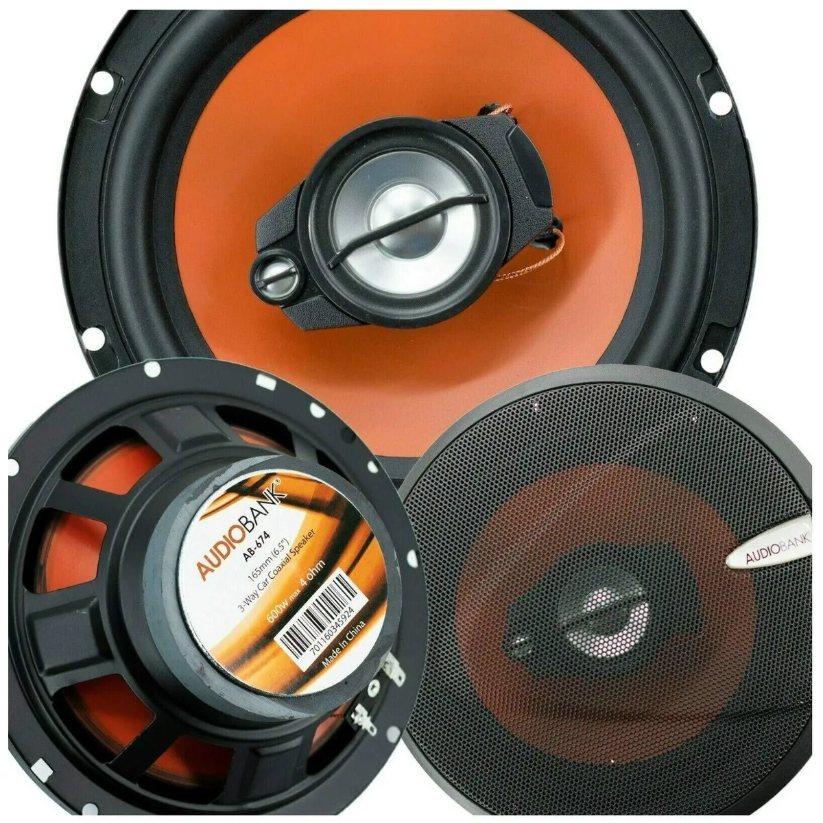 GSM Outdoors GSM Outdoors 2 in 1 accessory AB674 6.5" 600W peak 3-way coaxial speaker pair — product photo