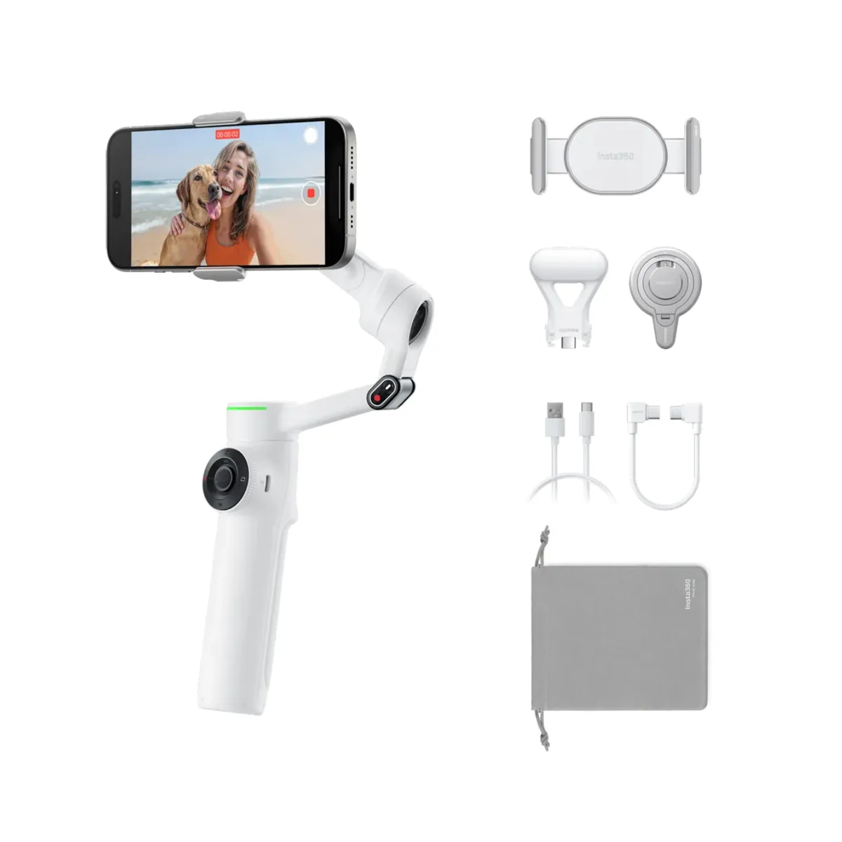 Insta360 Insta360 Flow 2 Pro Creator Bundle CINSABQB_FLOW205 Summit White grip — product photo