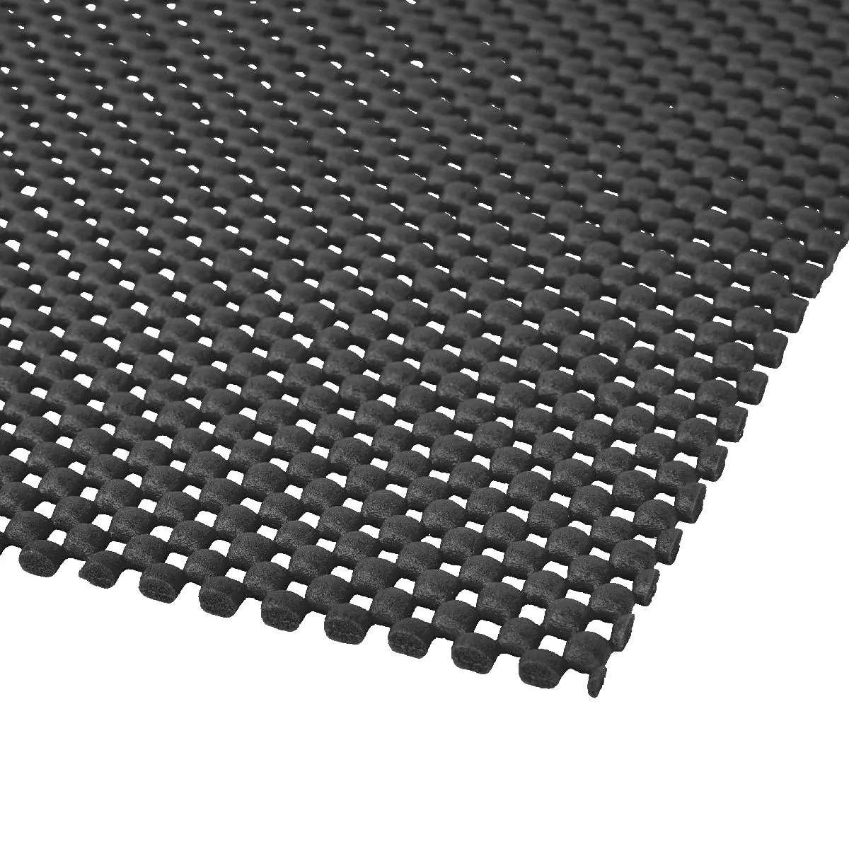 Black rectangular polyethylene mat, 24 by 48 inches, solid finish