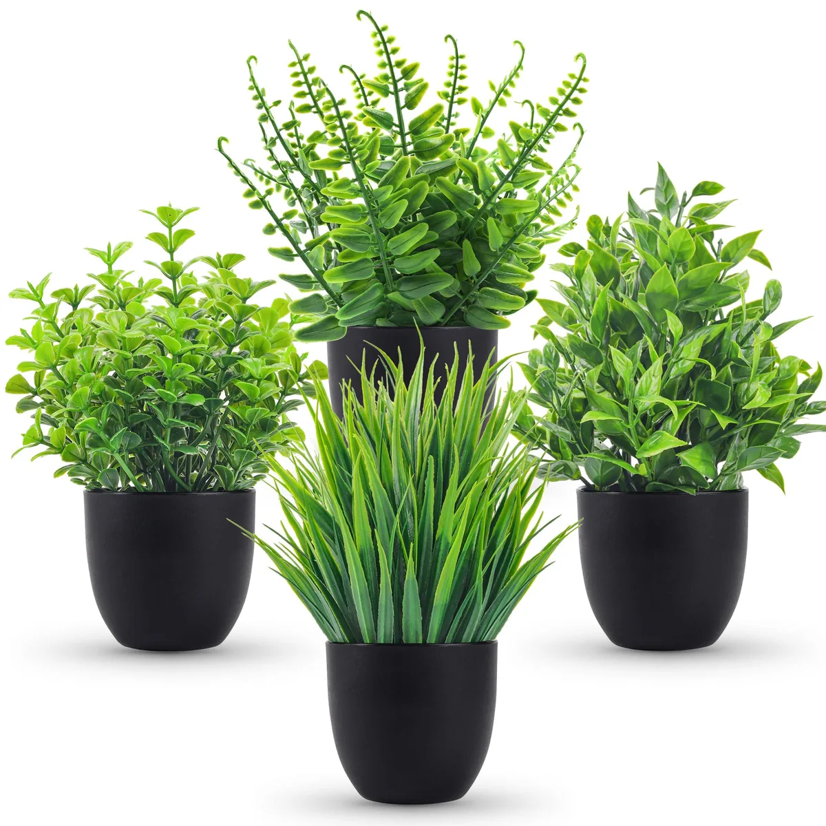  Der Rose 4-Pack Artificial Eucalyptus Plants in Black Pots, 7.7×14.2×21.3 cm, Green, 0.33 kg — product photo