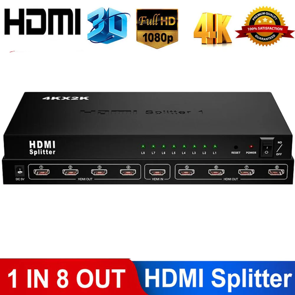 LUOM LUOM HW-HD4K 1x8 HDMI Splitter 3840x2160 8 Ports — product photo