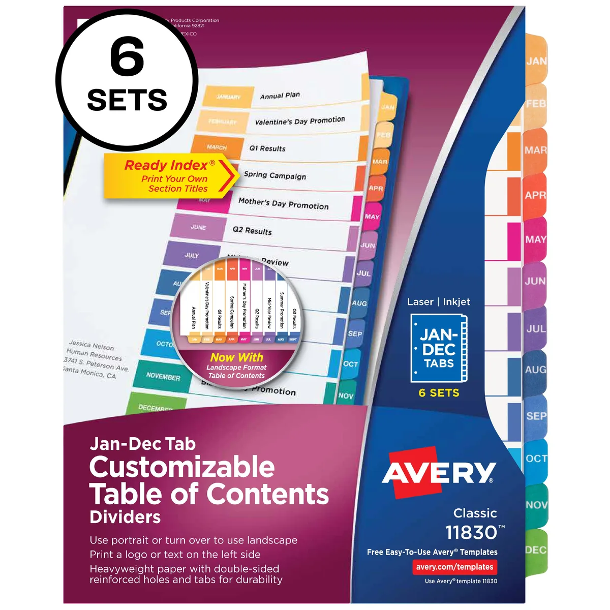 Avery Avery 11830 Ready Index 12 Tab Dividers 6 Sets accessory — product photo