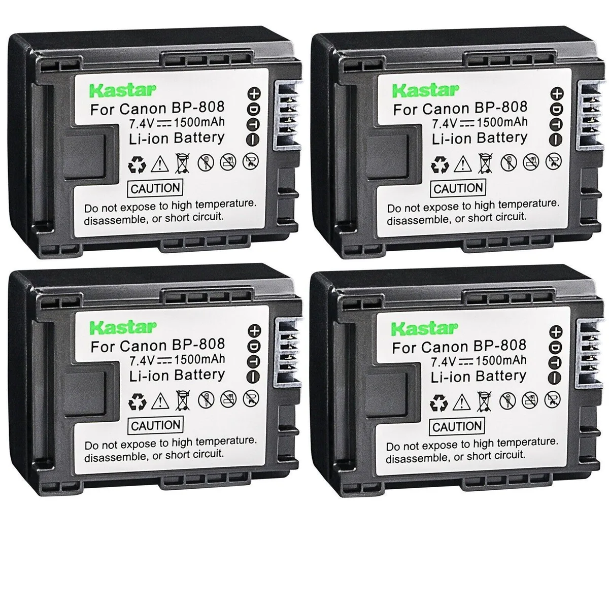 Kastar Kastar BP-808 4-Pack 7.4V 1500mAh for Canon VIXIA HF M400 M406 S10 S11 S20 S21 S30 S100 camera battery — product photo