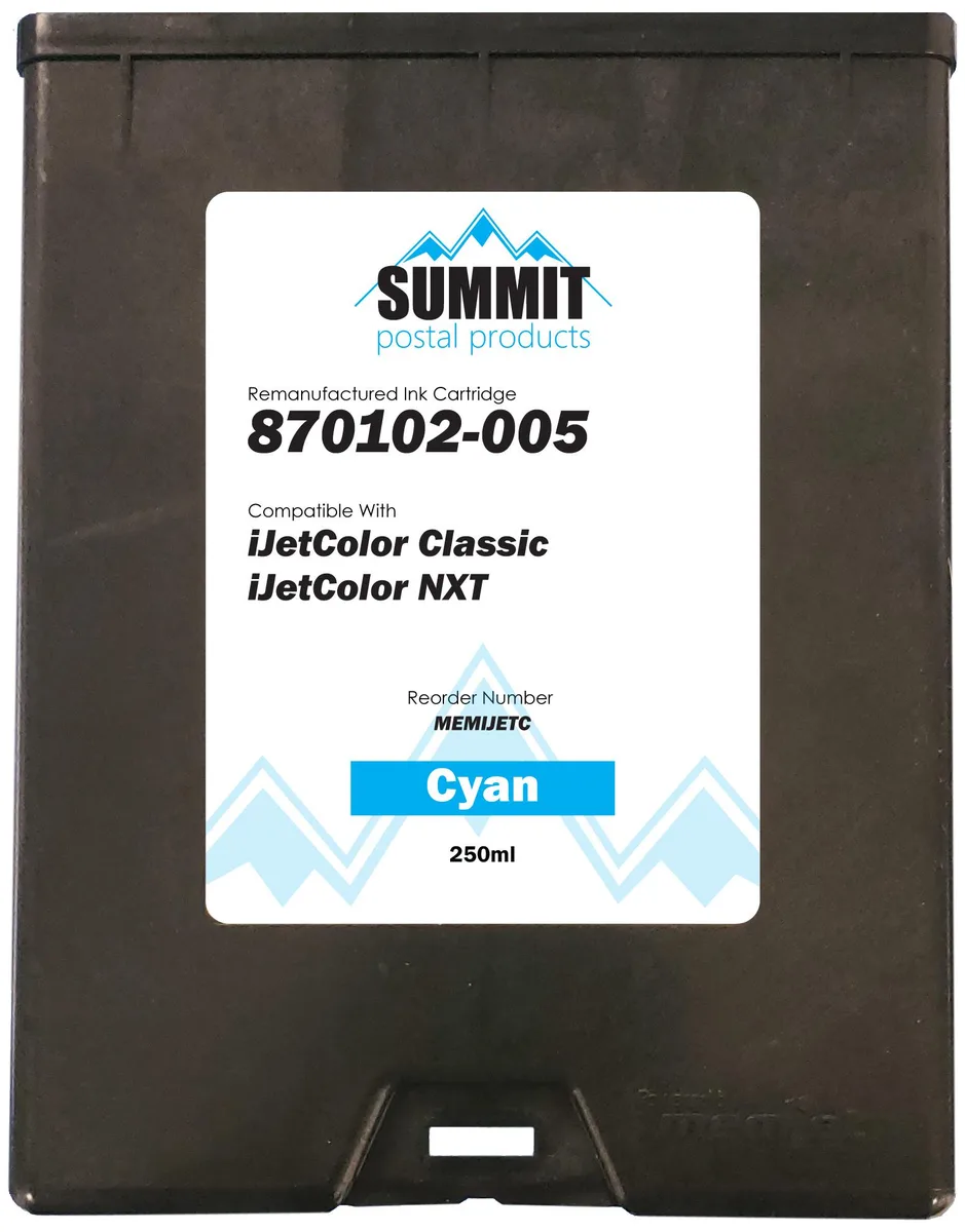 Summit Postal Products Summit Postal Products iJetColor Compatible Cyan Ink Cartridge 250 ml for Classic NXT Printers — product photo