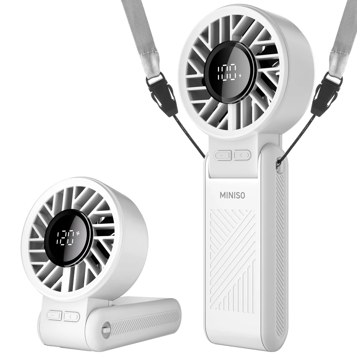  K200 MINISO outdoor fan 120 speeds 3600mAh 180° foldable 14.33in W 12.83in H 9.06in D Grey — product photo