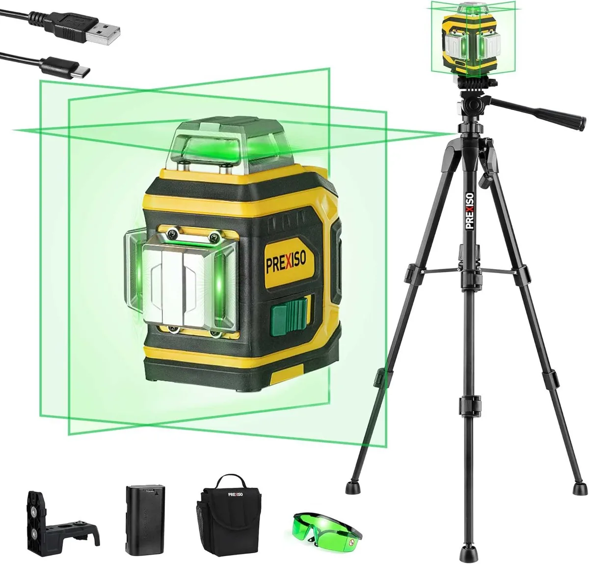 WUQ WUQ 360° Self-Leveling Green Laser Level with Tripod, Magnetic Base, Glasses — product photo