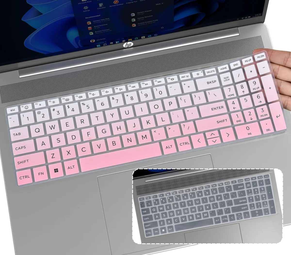  DAMMOMKO 2PCS Keyboard Cover Skin 15.6" HP 15-fc 15-fd Series Clear — product photo