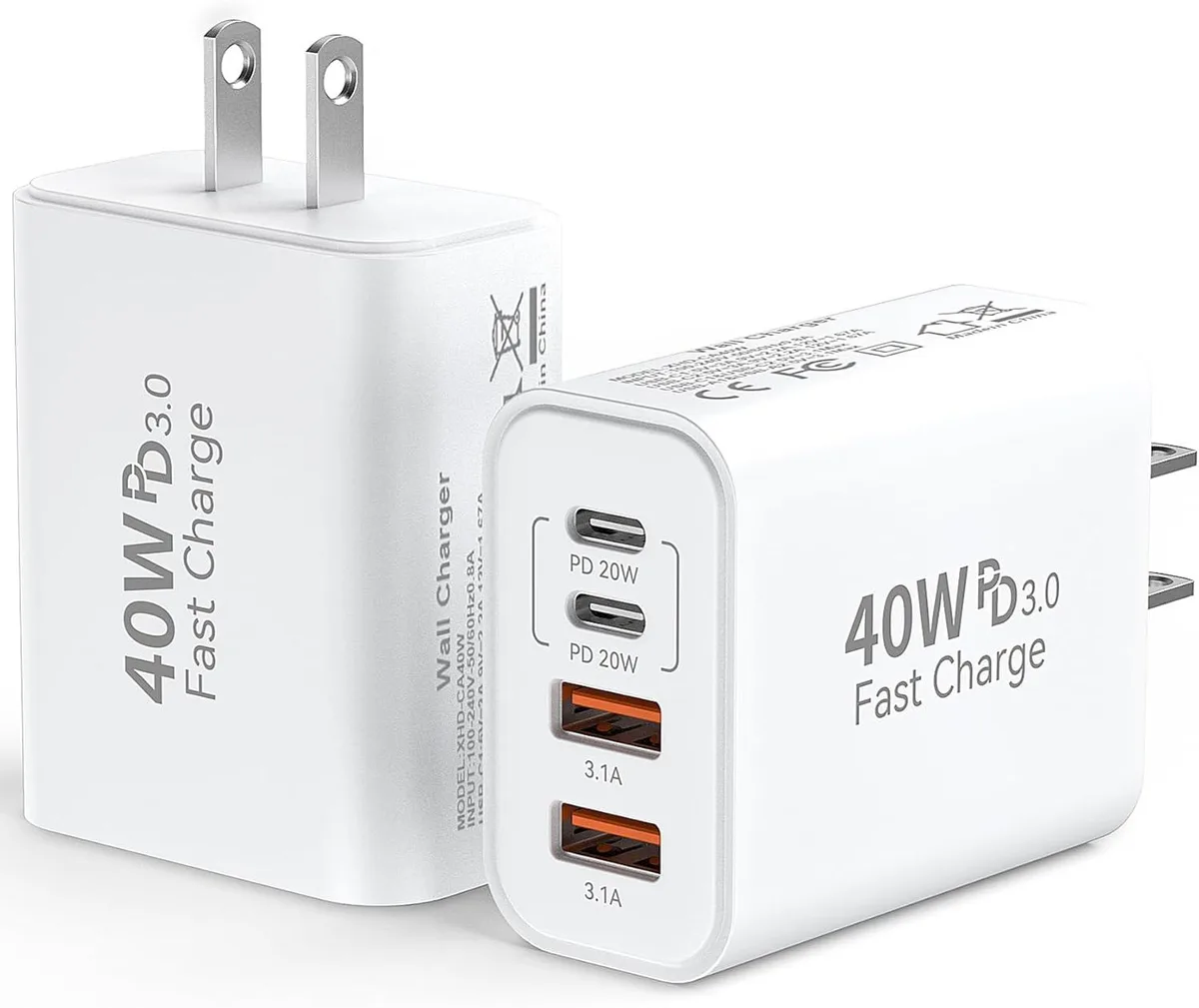 ONITOON ONITOON 40W 4-Port USB-C PD QC 3.0 Wall Charger 2-Pack — product photo