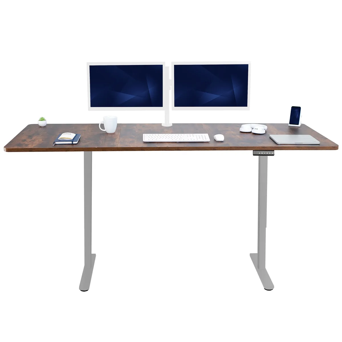 VIVO VIVO Electric Dual Motor Standing Desk 83 x 30 Vintage Brown Gray Frame — product photo