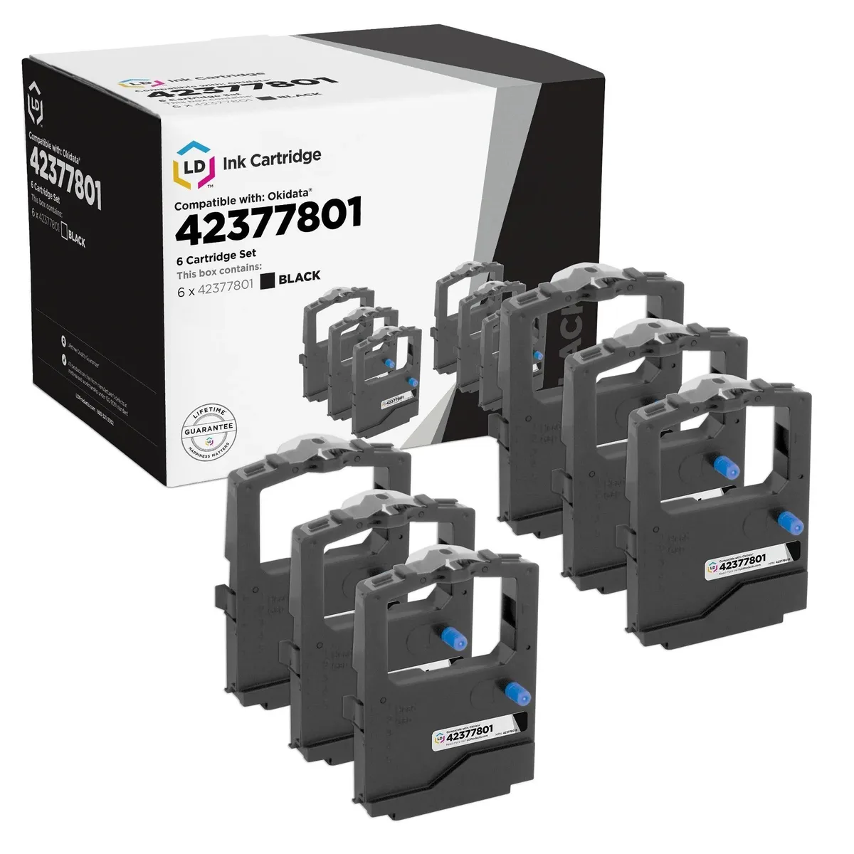 LD Products LD Products Compatible Printer Ribbon for Okidata 42377801 Black 6-Pack — product photo