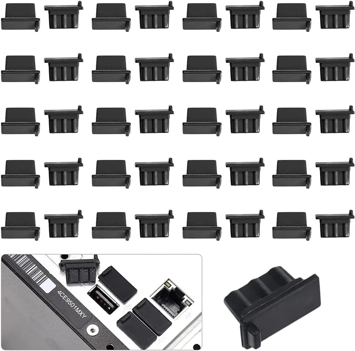 censreal censreal USB Type-A Port Cover Caps 40pcs Black — product photo