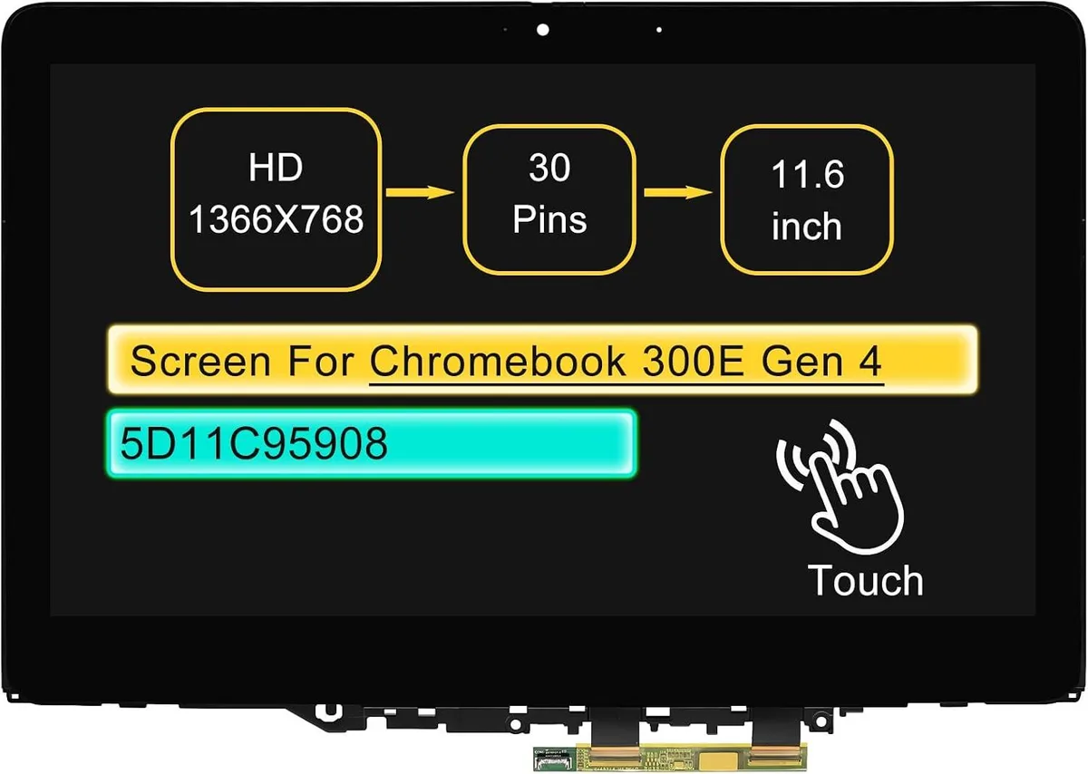 NUOLAISUN NUOLAISUN 11.6" LCD Touch Screen for Lenovo Yoga Chromebook 300E Gen 4 1366x768 — product photo