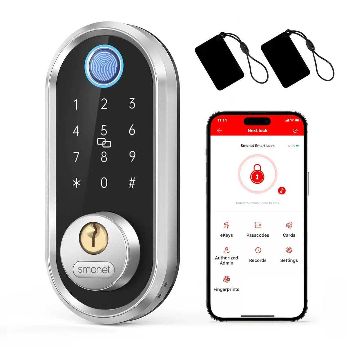 DNBeffulgent DNBeffulgent Y1-SBF-S Silver Fingerprint Door Lock — product photo