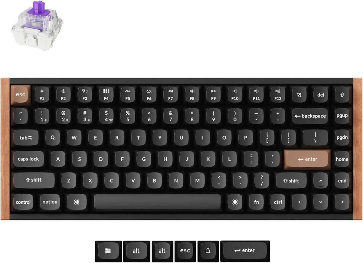 TUKO TUKO 75% Gaming Keyboard Wood Frame Black .1 mm actuation 2.4 GHz — product photo