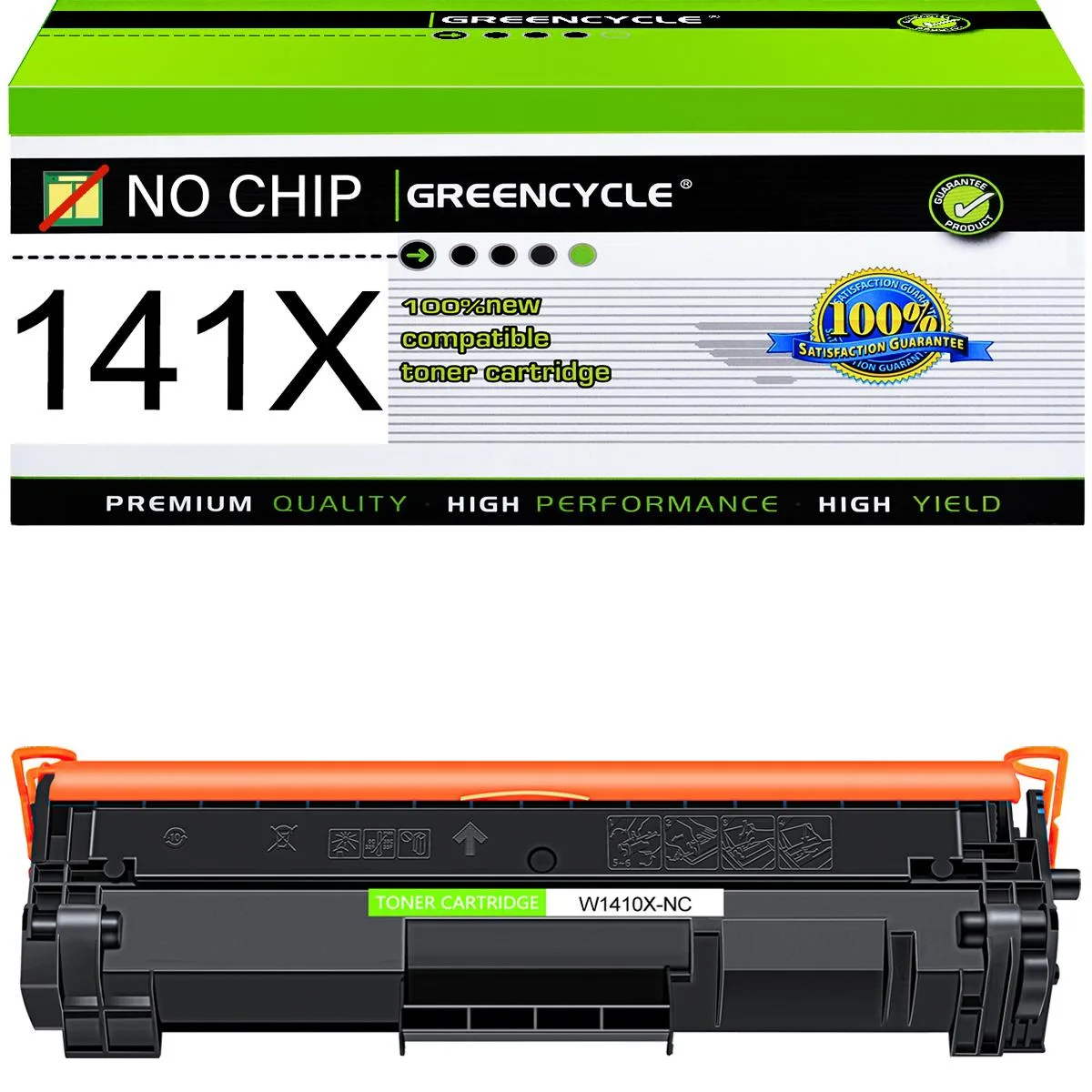 GREENCYCLE GREENCYCLE W1410X-NC 141X No Chip Black Toner Cartridge 2000 Pages — product photo