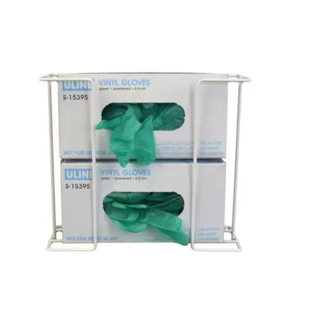 Wall-mounted steel double glove box dispenser, powder-coated finish