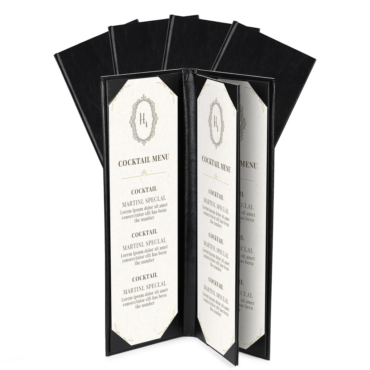 Yescom USA, Inc. Yescom USA, Inc. 26MNC032-414B3-06-5 Menu Cover 4.25x14" 3 Page 4 View 5 Pack — product photo
