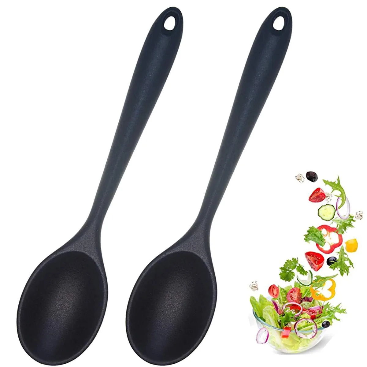 No Sew No Sew Silicone Nonstick Mixing Spoon 2 Pcs Black 27 cm 480°F — product photo