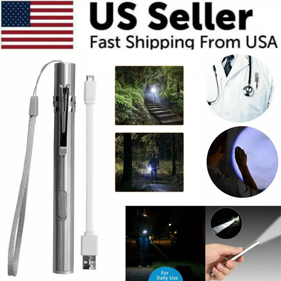 NShi NShi 5" USB Rechargeable Stainless Steel Flashlight Silver 12.9 cm — product photo