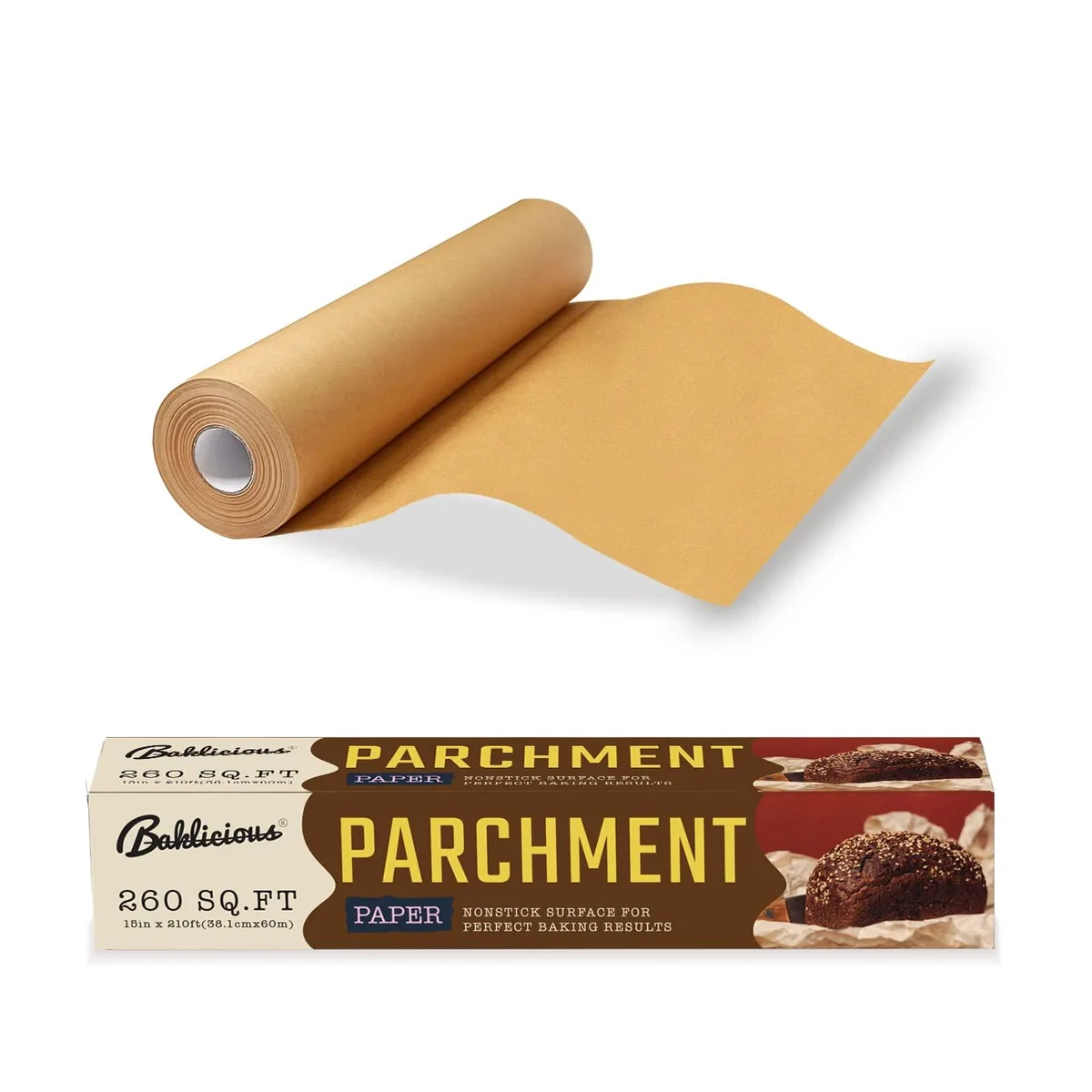  BAKLICIOUS Unbleached Parchment Paper Roll 15 in x 210 ft 260 sq ft — product photo